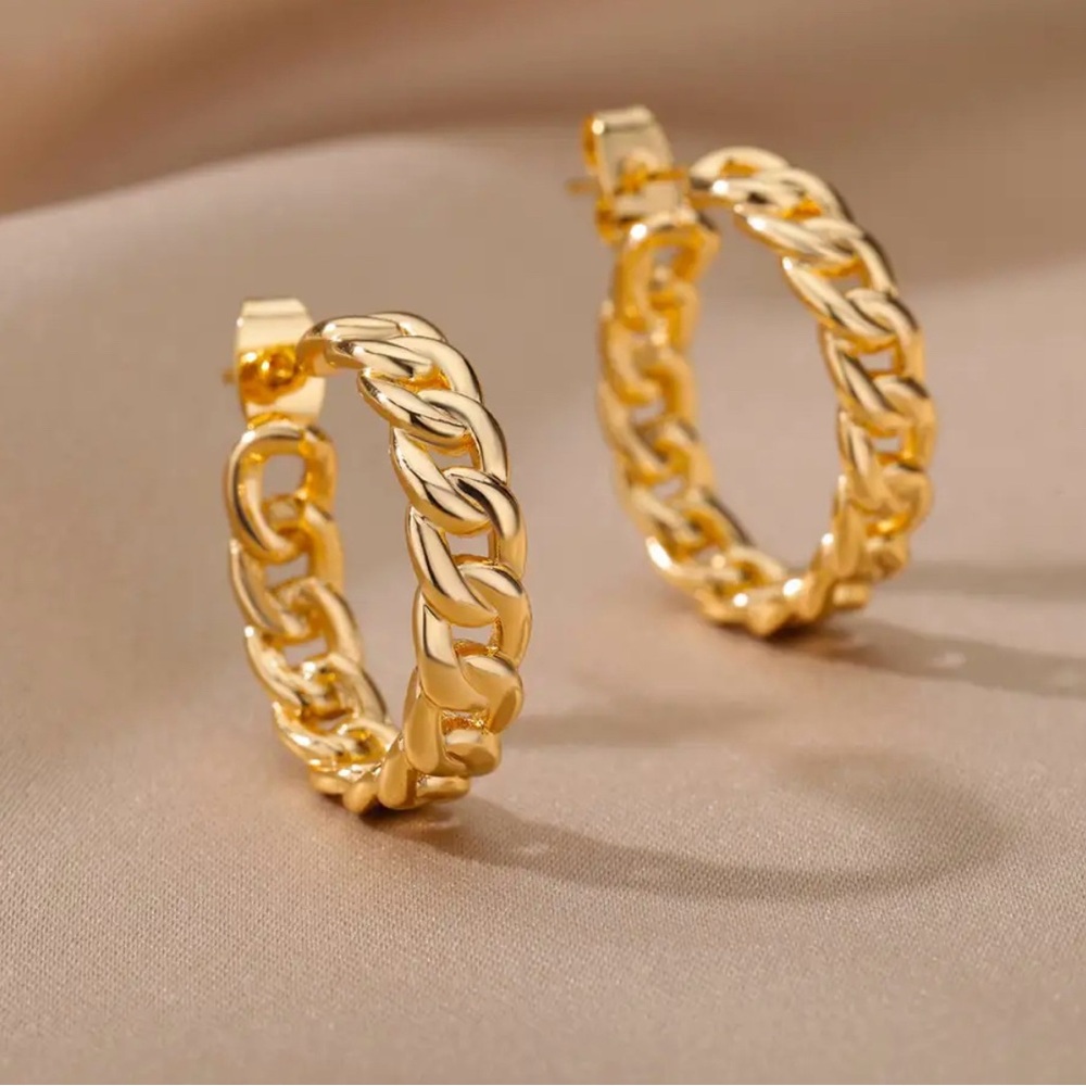 18k Gold Braided Hoop Earrings for women